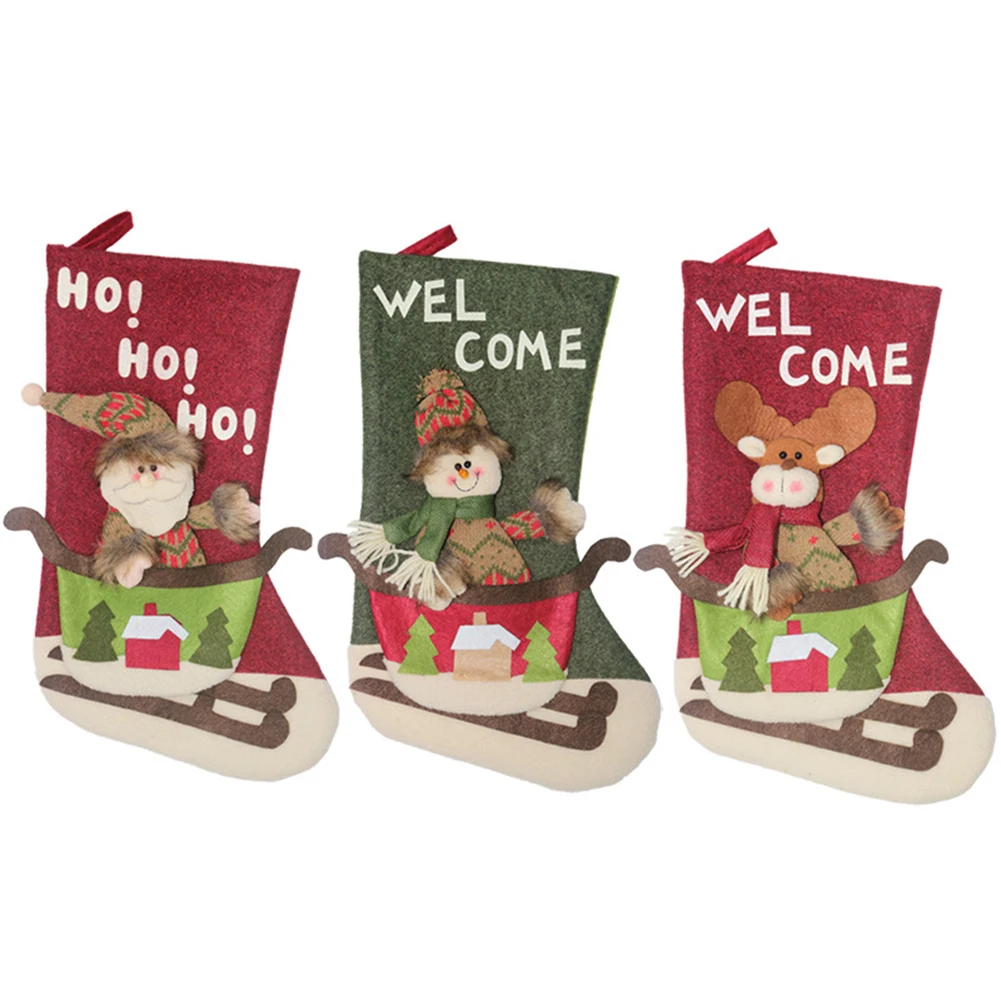 

Christmas Stocking Candy Sugar Gift Bag 2 IN 1Sock Decorations Gift for Home Christmas Tree Ornaments New Year Hanging Pendant