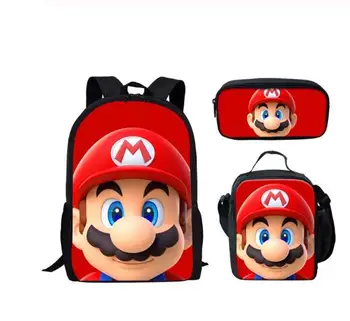 

New Japanese Anime /Super Mario Bros Girl Boy Schoolbag Children Bookbag 3D Print Kid Set Mochila Backpack Shoulder Bags