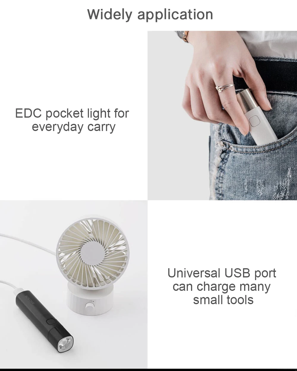 Solove X3 мини USB Перезаряжаемый яркий EDC фонарик 3000 мАч Внешний аккумулятор портативный мини светодиодный фонарь для велосипеда