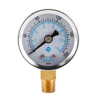 uxcell Dry Pressure Gauge 1/4 NPT Male Center Back Mount for Air Compressor Water Oil Gas 3pcs 0-12 Bar Dual Scale 1.8 Dial Display 