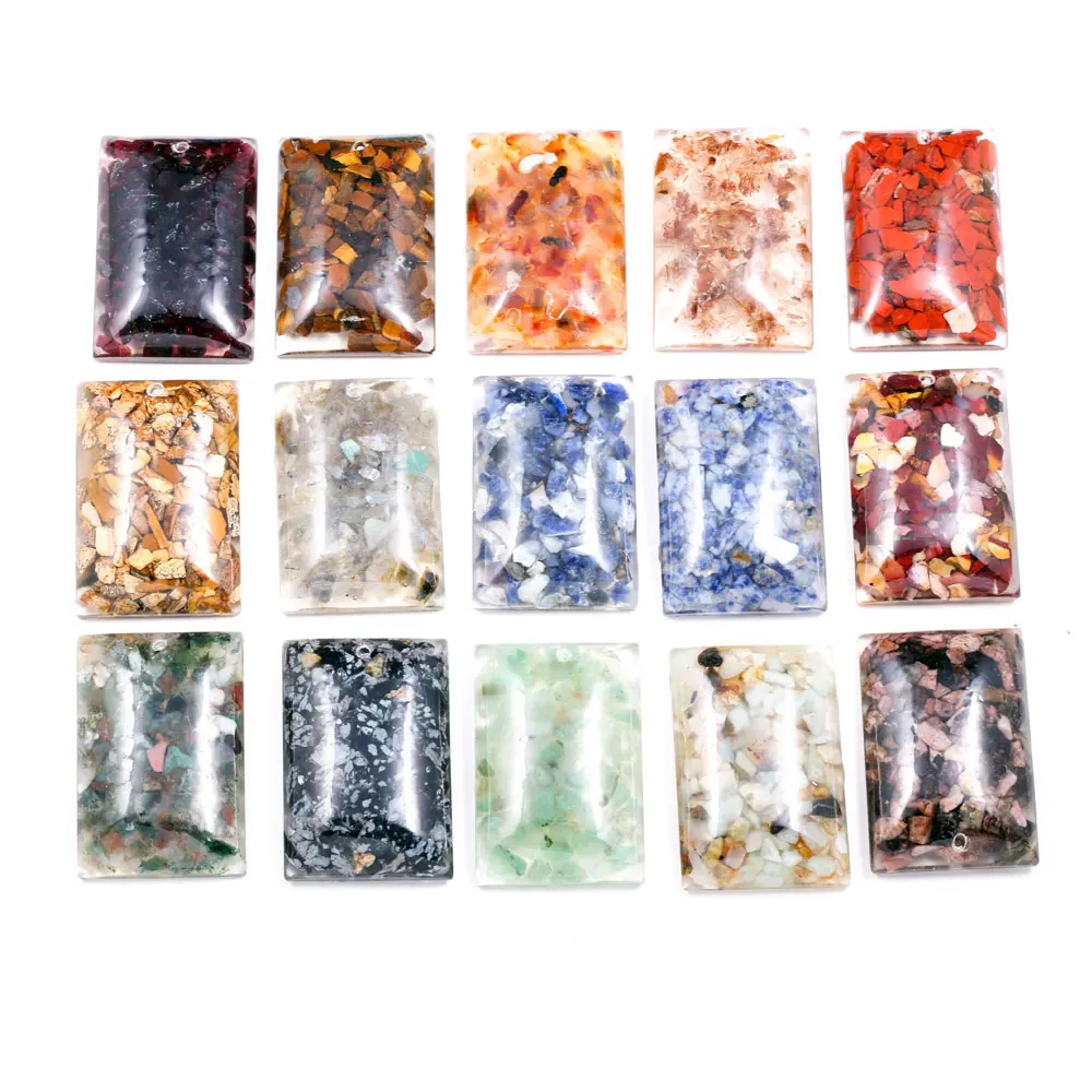 

Rectangular Resin Pendant Loose Beads Gravel Filling Ring Face Making for Jewelry Rings Necklace Supplies Accessories 30x45mm