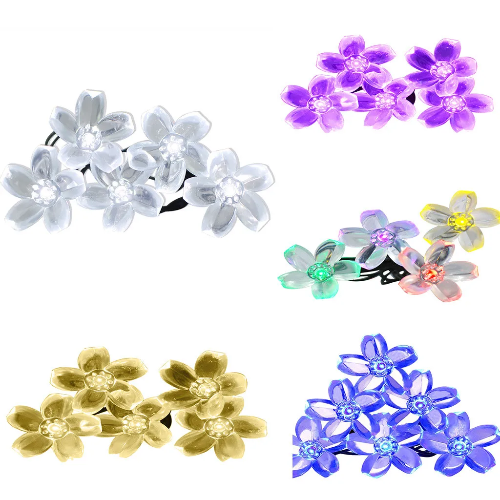 Solar 50 LEDS 7M Peach Flower Solar Lamp Power LED String Fairy Lights Solar Garlands Garden Christmas Decor For Outdoor