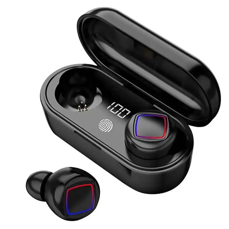 HMB-11 TWS Беспроводные Bluetooth 5,0 наушники стерео Спортивная гарнитура с микрофоном - Цвет: Черный