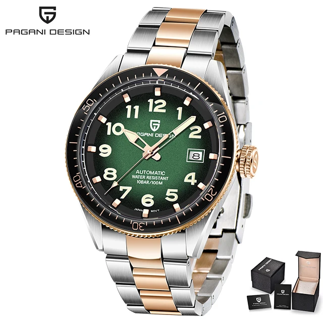 PAGANI DESIGN Luxury Men's Mechanical Wristwatch Top Brand NH35A Movement Blue Automatic 100M Waterproof Watch Relogio Masculino 