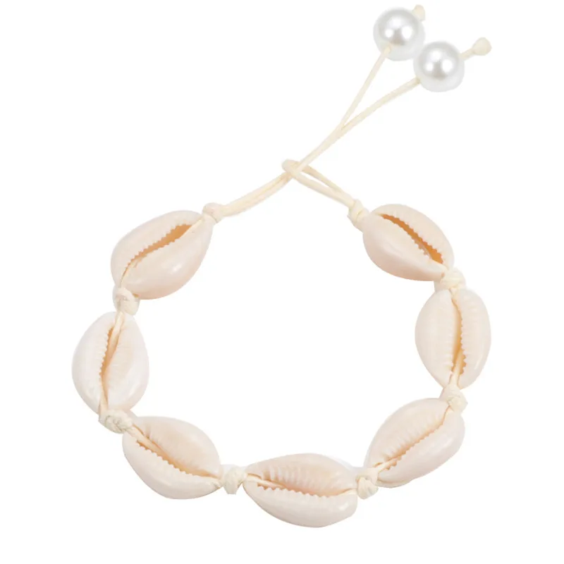Модные богемные раковины моллюсков Веревка Цепь браслет для женщин ювелирные изделия простой белый Seashell браслеты женские подарки для подруг