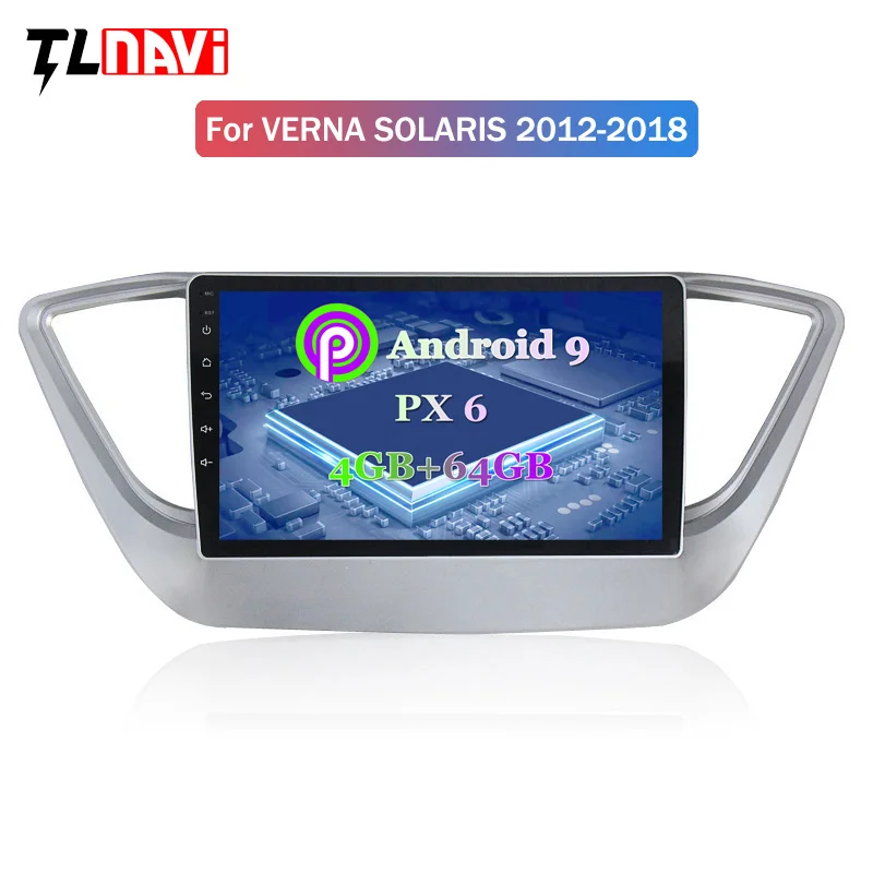 9 дюймов Android 9,0 PX6 4G+ 64G Автомобильный Dvd Gps плеер для hyundai Verna Радио Видео Навигация Bt Wifi