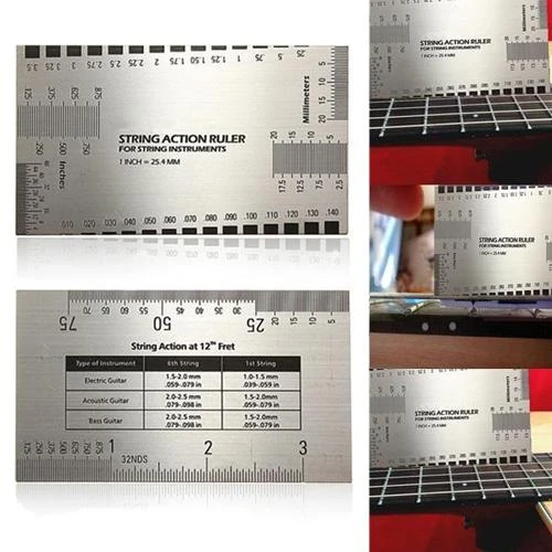 String Action Gauge Ruler Guide Setup Guitar Measuring Fork Bass