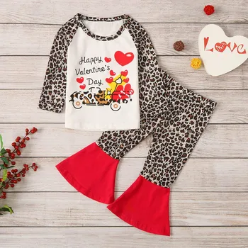 

Toddler Kid Baby Girl Valentine's Leopard Print Sweatshirt Tops Pants Vetement Enfant Fille girls kids clothes детская одежда