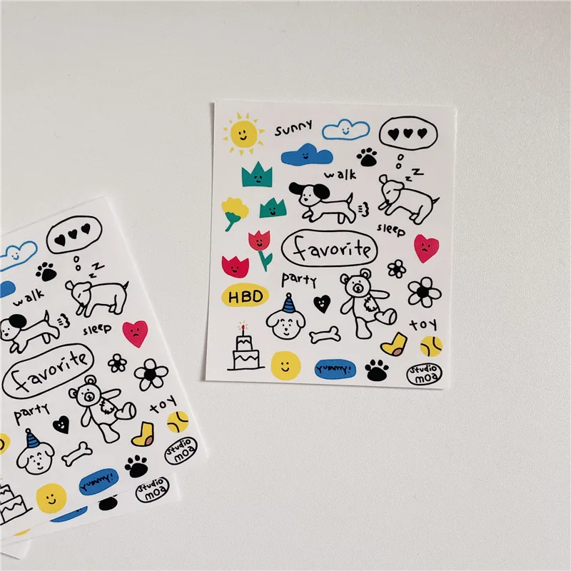 

Korean Ins Cartoon Shape Animals Cute Stickers PVC Translucent Hand Account Mobile Phone Stationery Creative Decorative Sticker