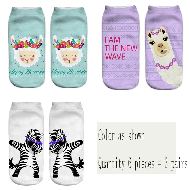 Style as shown Cute funny animal print women's socks 3D three-dimensional pattern sheep unicorn camel cartoon socks gift new beautiful - Цвет: Style as shown