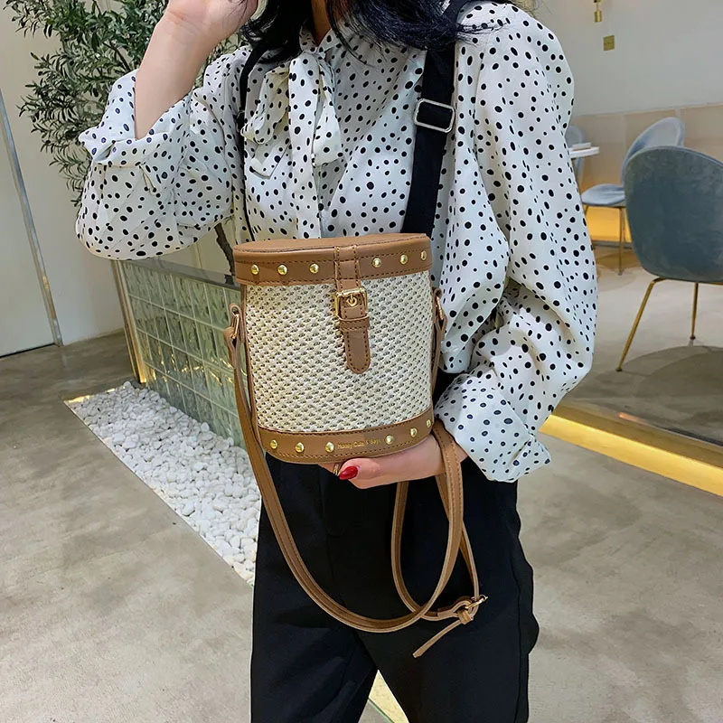 

Women Summer White Rattan Bag Woven Beach Cross Body Bag Circle Handbag Bali 2019 Crossbody Handmade Straw Bags shopping bag
