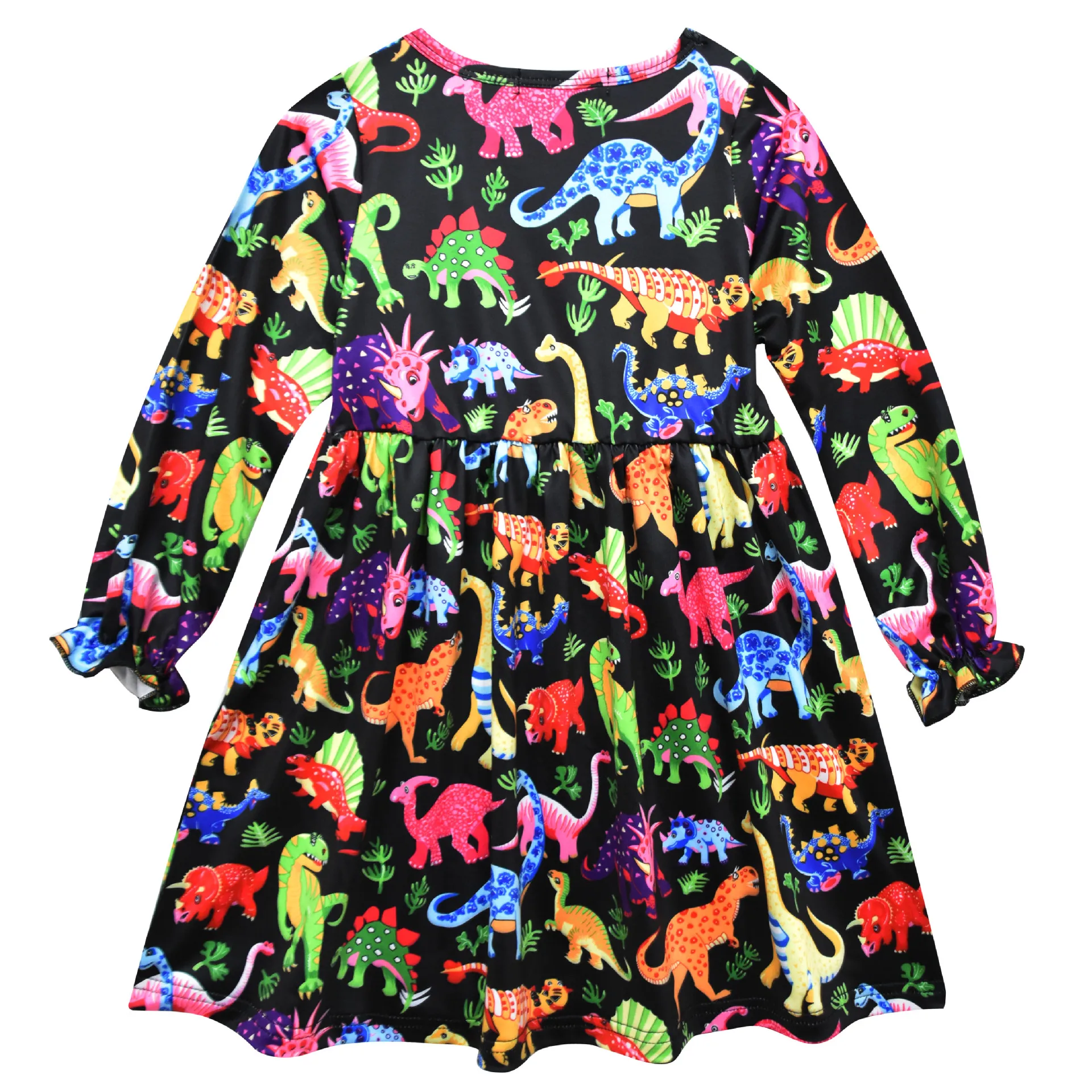 Girl Clothing Girls Clothes Dinosaur Pattern Dresses Kids Christmas Party Dress Princess Long Sleeve Costume Vestidos fashion baby girl skirt