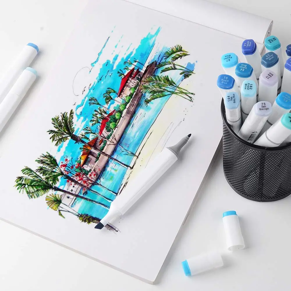 Color Marker Pens 20 colors 6 Marker Pens Sky Blue Series Color Blendable Alcohol Dual Tips For Art Sketch Ocean Landscape Design color marker pens marker pens art marker pens sketching markers art markers