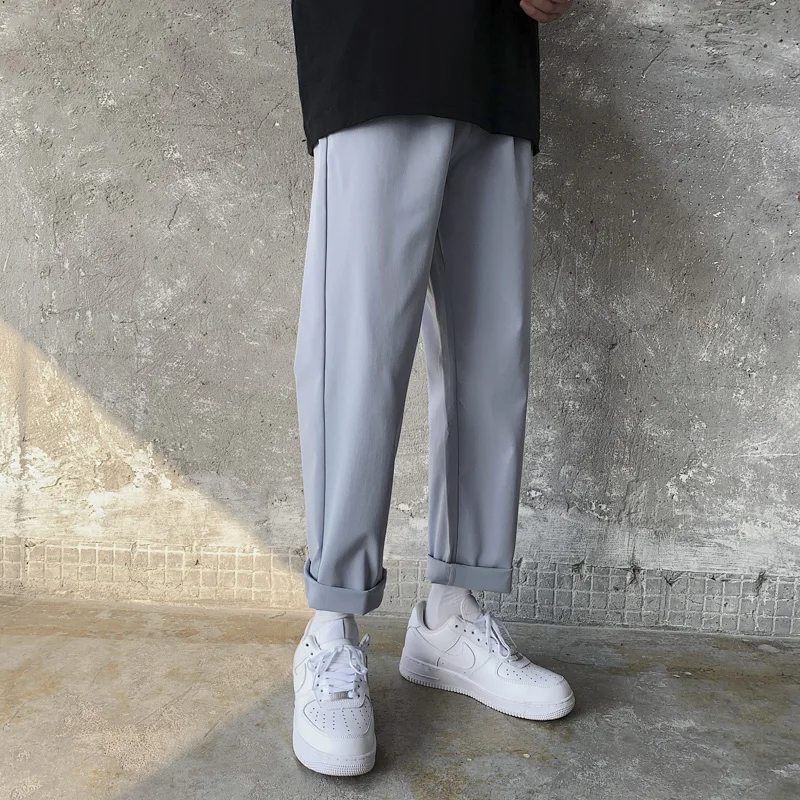 

Wide-leg pants loose straight pants for youth sports quick dry pants 2020 Fashion easy matching Hong Kong style male pants black