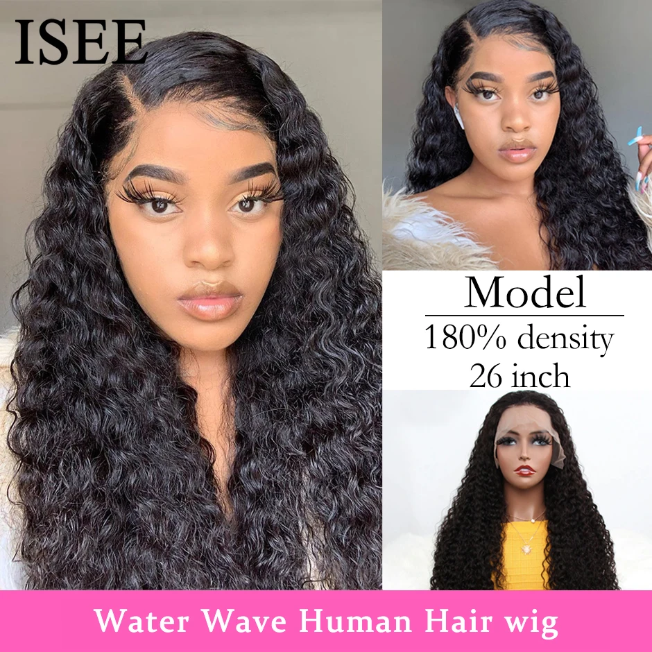 Permalink to -55%OFF Water Wave 4X4 Lace Closure Human Hair Wigs For Women ISEE HAIR Wigs 180% Density Brazilian Water Wave Lace Part Wigs