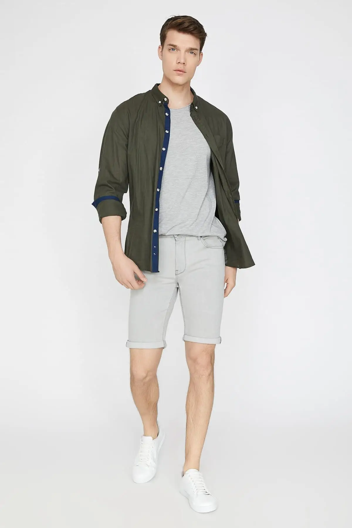 Koton мужской серый нормальной талией карманом джинсовые шорты 9YAM43349LD