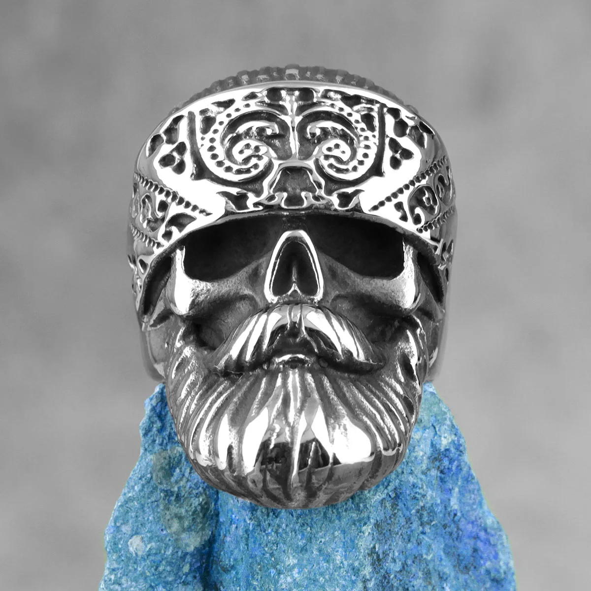 Stainless Steel Ring Big Beard Hippie Skull Mens Rings Punk Hip Hop Cool for Male Boyfriend Biker Jewelry Creativity Gift stainless steel ring,finger ring