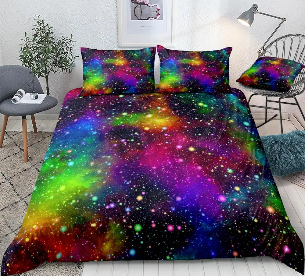 Colorful Galaxy Duvet Cover Set Multicolor Outer Space Bedding