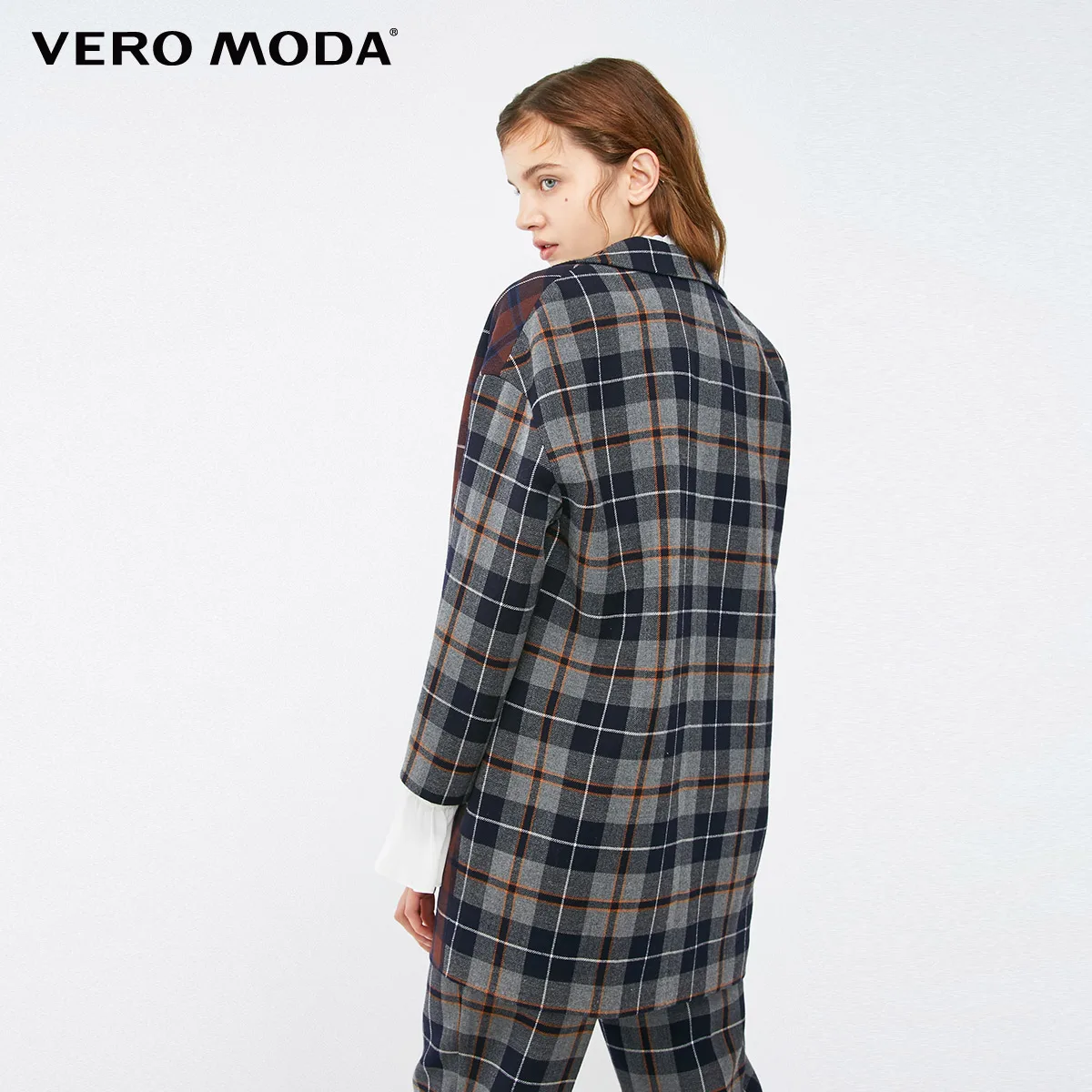 Vero Moda осенне зимний цветной блейзер в клетку с отложным воротником |