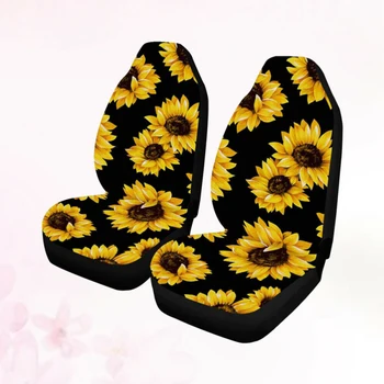 

General Front/rear Car Seat Covers Breathable Sunflower Printed Cushion For Car Decoration Interior Accessories Universal