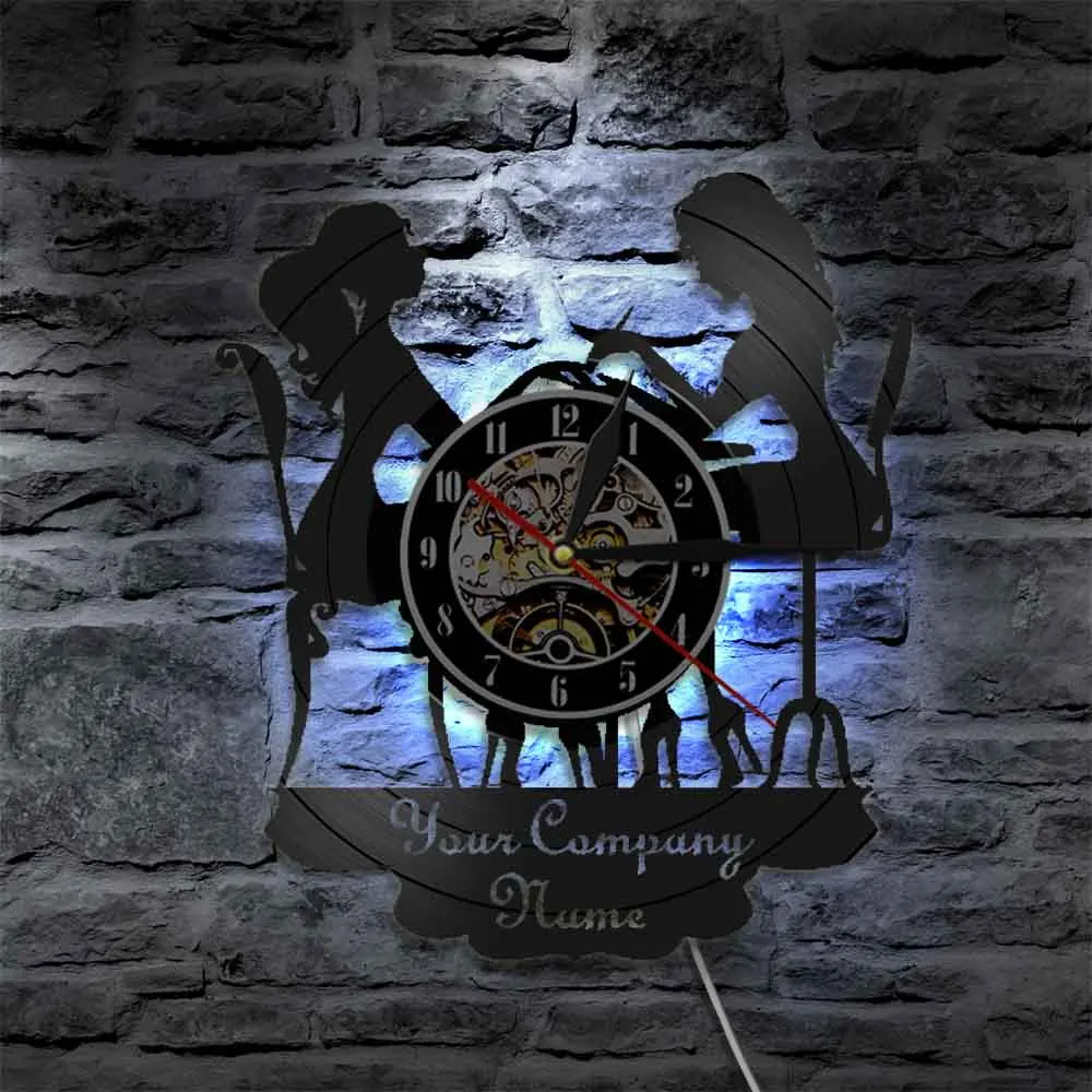 Пользовательские настенные часы салон название компании Виниловая пластинка настенные часы современный дизайн персональный Настенный декор для салона красоты ногтей