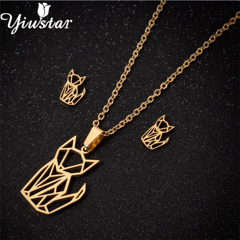 Yiustar оригами животные лисы Ювелирные наборы для женщин мультфильм лиса кулон