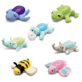 

Baby Soothing Toy LED Lighting Stuffed Animal Led Night Lamp Plush Doll Toys With Music Stars Projector Light Toys For Children