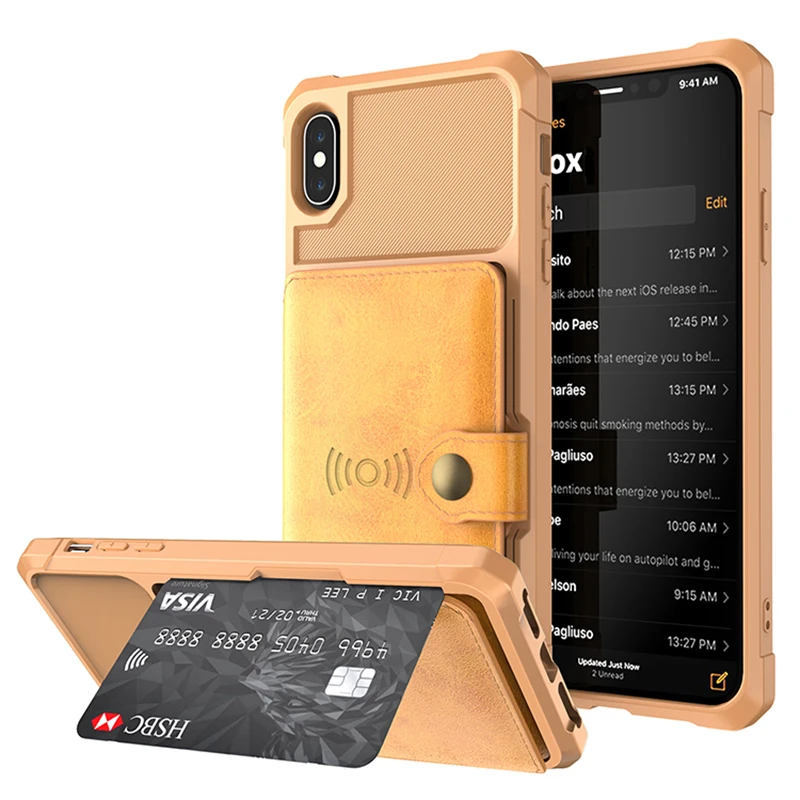 Ударопрочный чехол для iPhone 8 7 6 plus X XS xr, чехол с откидной подставкой, кожаный кошелек, чехол для iPhone XS max XR, Магнитный чехол, Fundas - Цвет: Коричневый