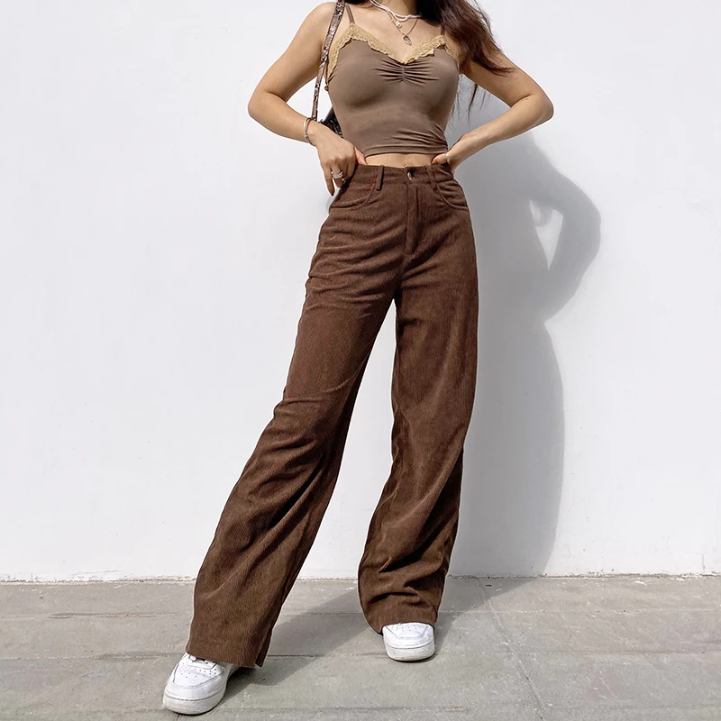 Brown wide legged pants clearance