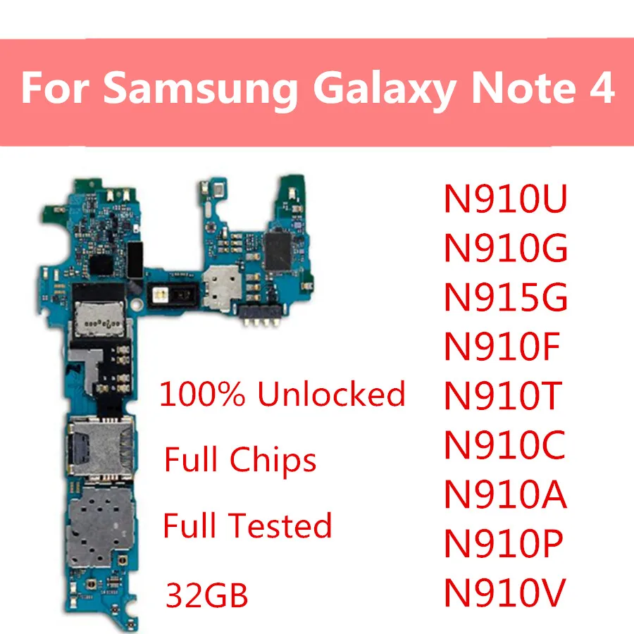 Материнская плата 32 ГБ для Samsung Galaxy Note 4 N910U N910G N915G N910F N910T N910C N910A N910P N910V|Антенны