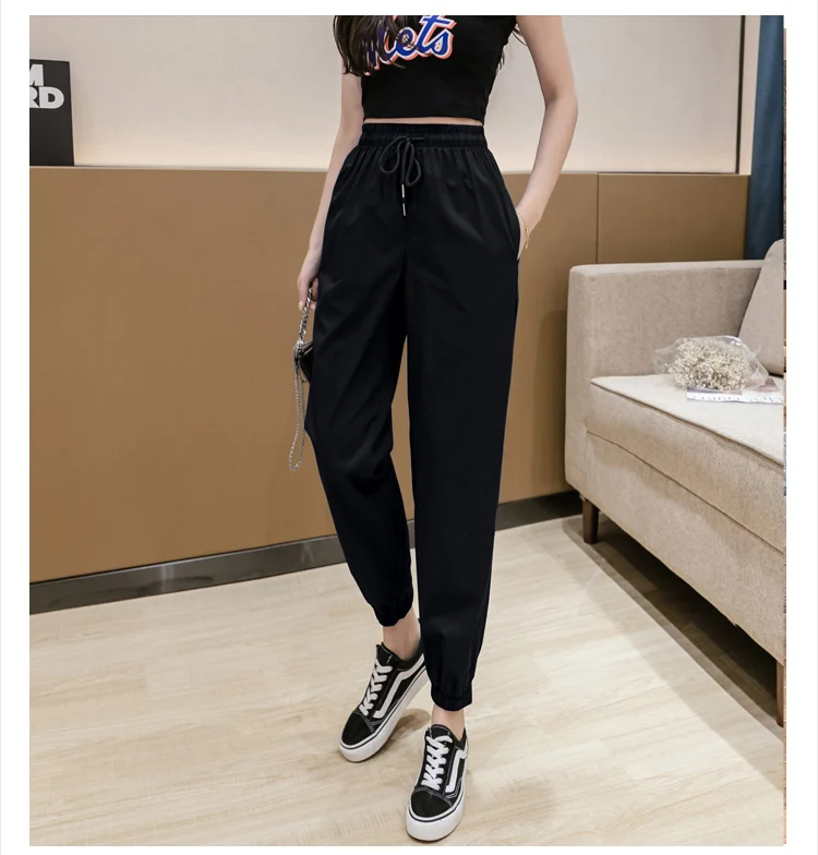 Jielur Trousers Women Solid Color Elastic Waist Candy Color Autumn Pants New Chic Sweatpants Pantalon Femme Roupas Slim Pants