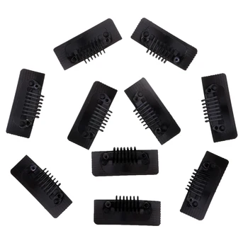 

10 Pack Black White 31mm 7-Teeth Snap-Combing Wig Clips Strong Grips for Hair Extension and Wefts with Rubber Back