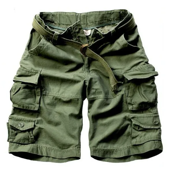 Большой размер, прямой Свободный комбинезон с несколькими карманами, шорты для мужчин, летние, для прогулок, альпинизма, спортивные, камуфляжные, пляжные, короткие брюки - Цвет: Army green