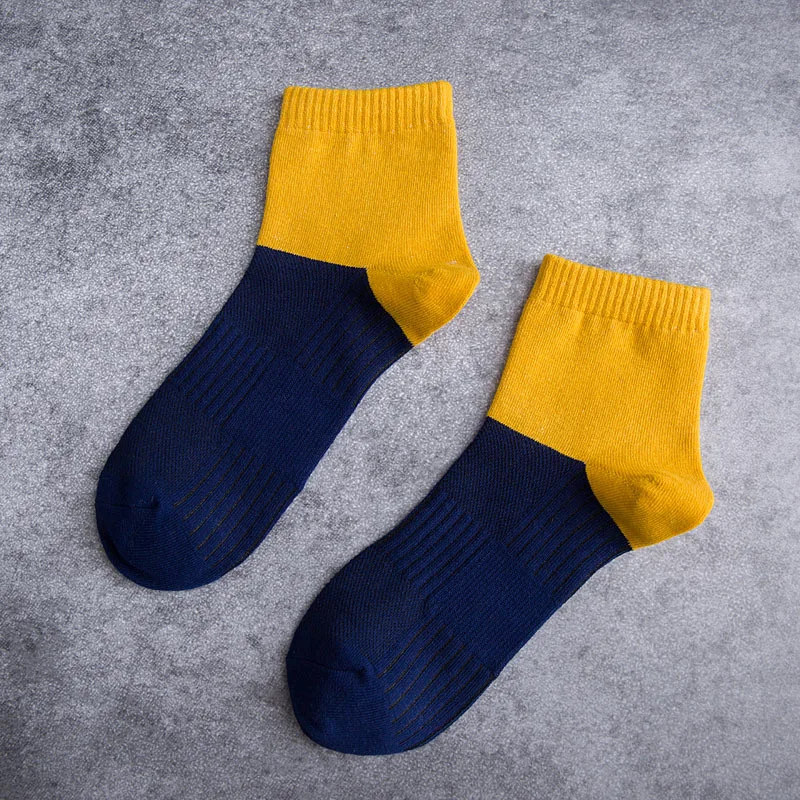 1 пара, однотонные мужские носки, невидимые носки по щиколотку, мужские летние дышащие тонкие мужские носки-башмачки, походные носки, баскетбольные Носки - Цвет: Yellow