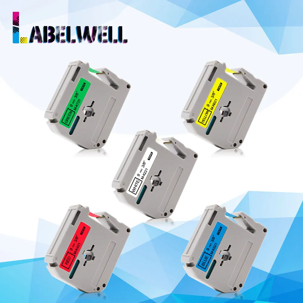 

Labelwell 9mm Ribbon label tape MK-221 MK-421 MK-521 MK-621 Compatible for Brother MK 221 M-K221 for PT-80 PT-70 Label Makers