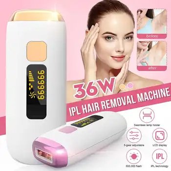 

5 Gear Epilator 500000 Flash IPL Hair Removal Painless Women Epilator For Face Body Remover Devices Rechargeable LCD Display