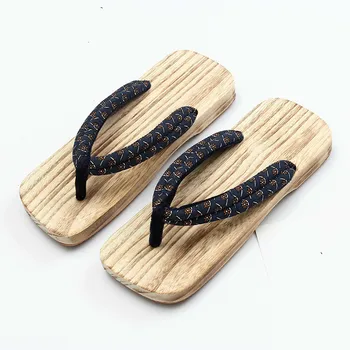 

2020 New Year Japanese Style Kimono Geisha Clogs slippers Man Women Couple Cosplay Costumes Wooden Geta flat Flip-flops Shoes