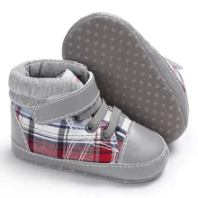 Повседневные кружевные кроссовки для новорожденных мальчиков; мягкие клетчатые кроссовки для малышей