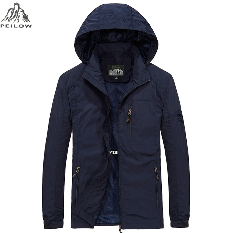 PEILOW new plus size M~6XL Spring Autumn Mens Casual military Hoodie Jacket Men Waterproof Clothes