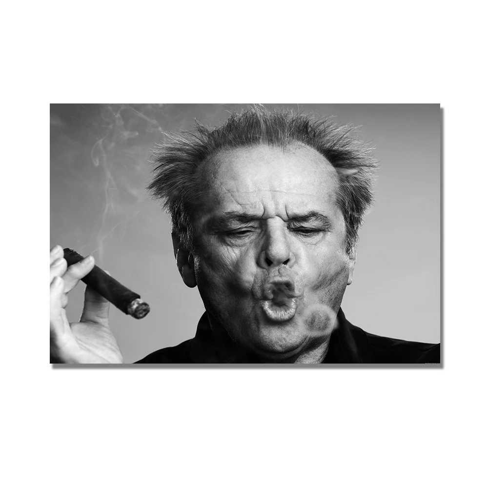 

Jack Nicholson Cigar Poster Wall Art Print Picture Black and white Canvas Painting for Living Room Modern Home Decoration
