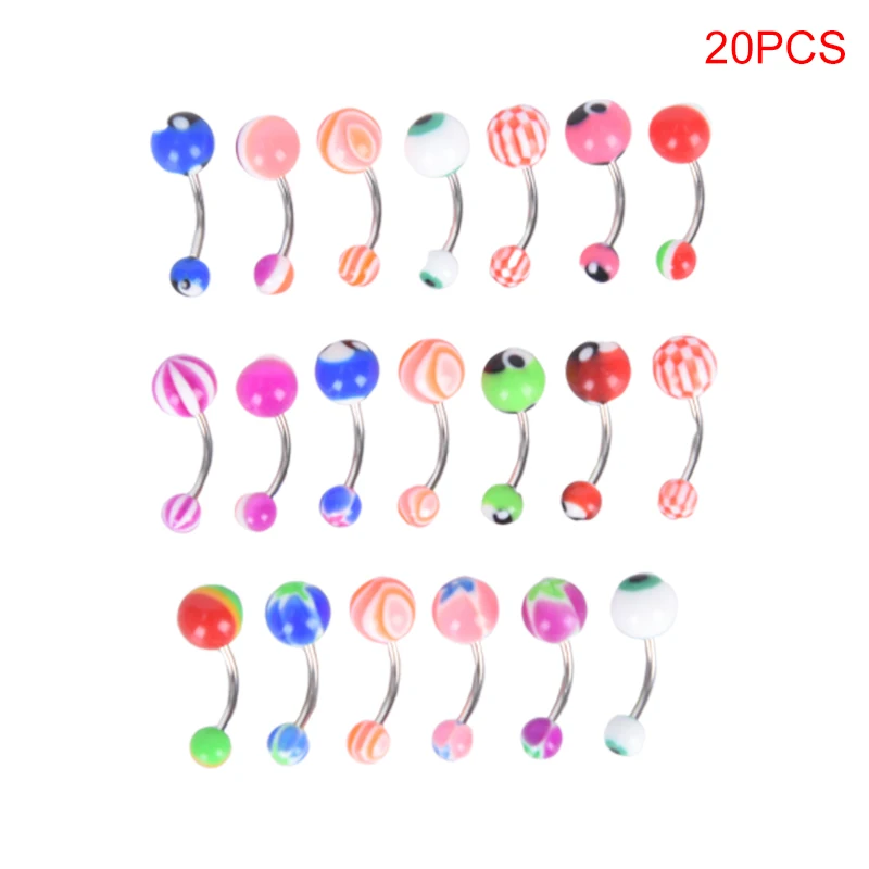 20/30/50pcs/Lots Stainless Steel Mixed Acrylic Assorted Ball Tongue Nipple Bar Ring Barbell Piercing Tongue Body Jewelry