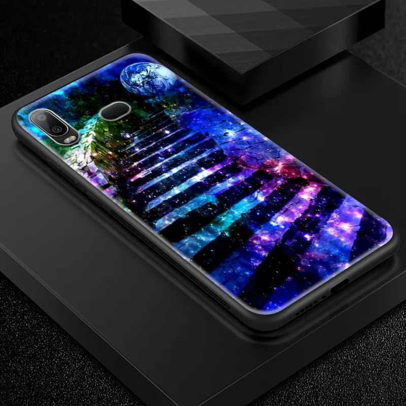 Мода для samsung Galaxy A10 A50 A70 A40 A80 A90 A20 A30 A6S A8S закаленное Стекло чехол J4 плюс M10 S8 S9 S10+ M20 M30 Coque - Цвет: W351