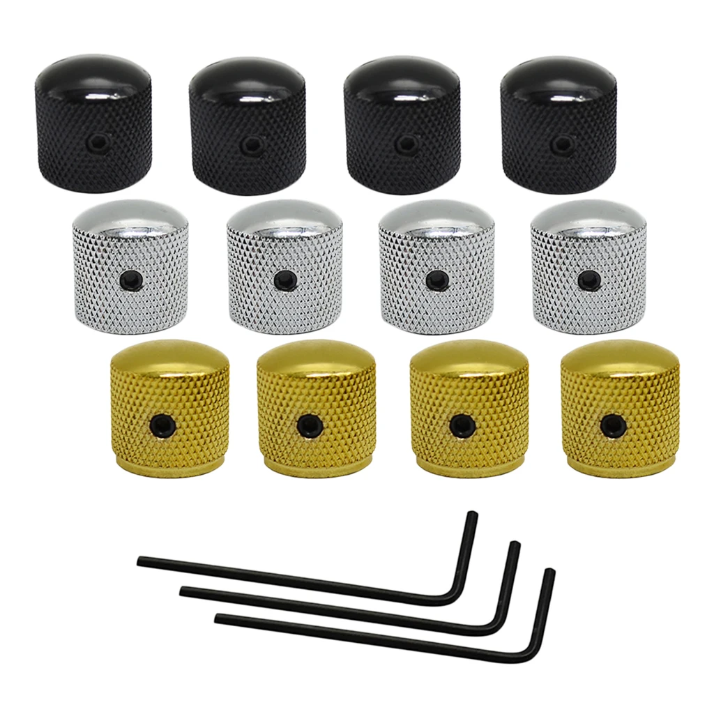 4Pcs Metal Pot Tone Volume Knob Control Button Push with Wrench for Guitar Bass Parts