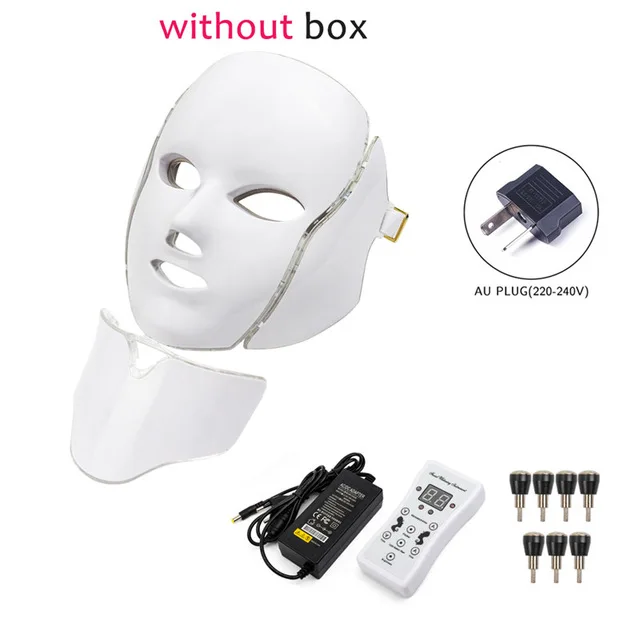 1 set AU plug Светодиодный маска для лица терапия 7 цветов устройство для приготовления маски с шейной кожей Фотон терапия легкий уход за кожей удаление морщин, акне Красота лица - Цвет: 1 set AU plug