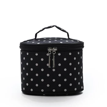 

Handle Round Dot Large Cosmetic Bag Travel Makeup Organizer Case Holder
