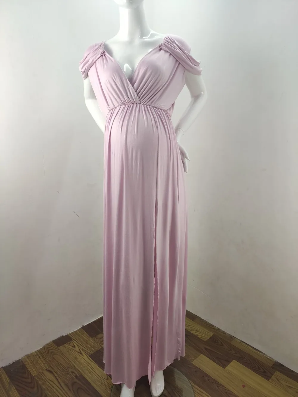 Sexy Maternity Photography Props Long Dress For Pregnant Women Photo Shoot Split Front Pregnancy Dresses Baby Showers Maxi Gown (10)