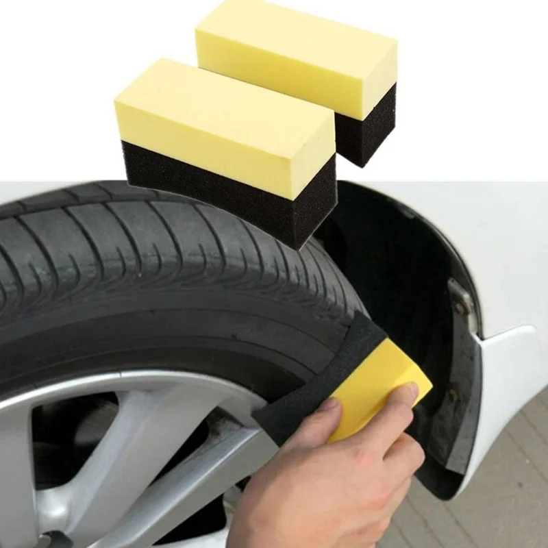 2Pcs Car Tire Cleaning Sponge Wheel Tyre Pad Wash Brush Sponge Tool Dressing Waxing Polishing Auto Accessories