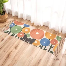 Ковер с бахромой в скандинавском стиле из хлопка и льна для прикроватной тумбочки, коврики для спальни, нескользящий коврик для пола, коврик для ног, украшение дома