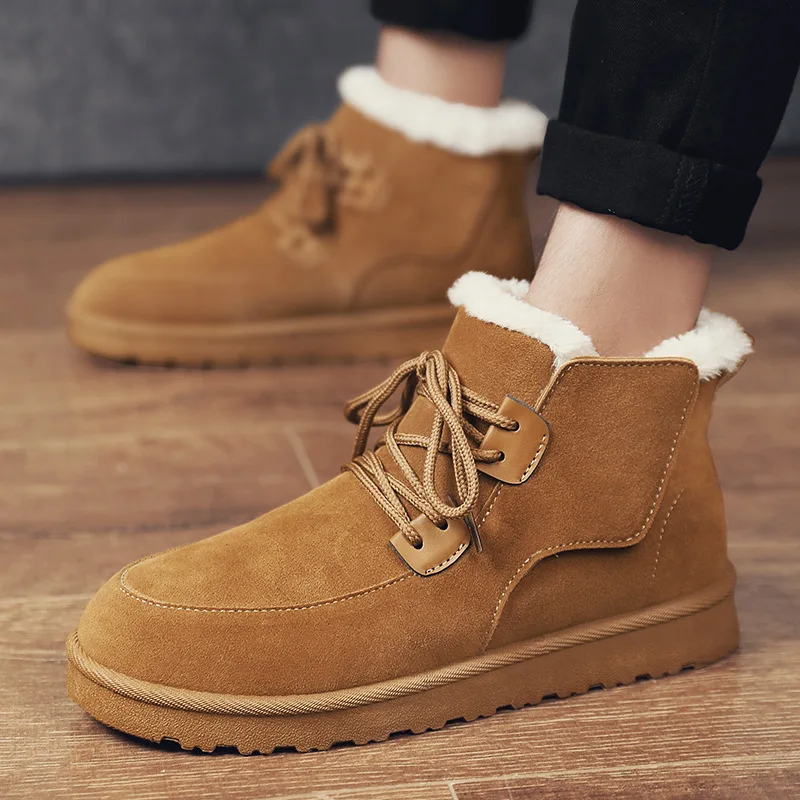 Men Boots Warm Snow Boots Platform Shoes Ankle Boots Winter Causal Sneakers 2021 Winter Fur Men