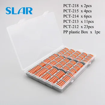

46pcs/box Wire Connectors PCT 212 213 214 215 218 2-2 3-3 2 3 pin pole mini fast Universal Compact Wiring Terminal Block Lever